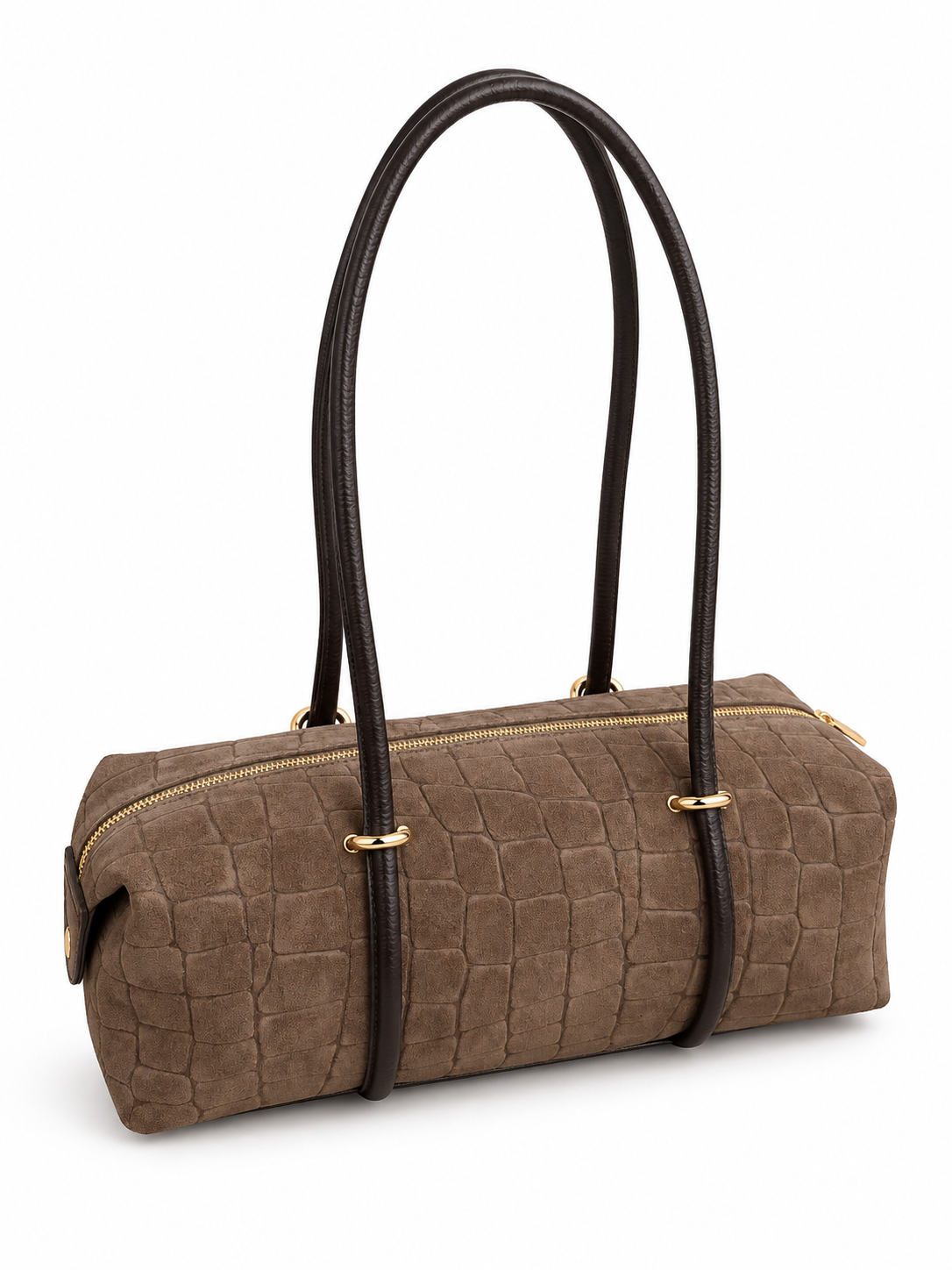Vittoria – Croc-Embossed Suede Boston Bag | Atelier Madreperla