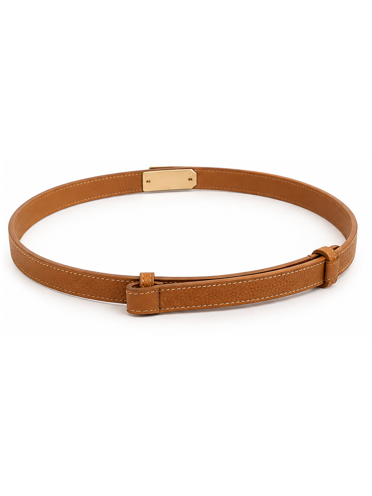Cintura Amélie in pelle con fibbia dorata, colore cognac, Atelier Madreperla