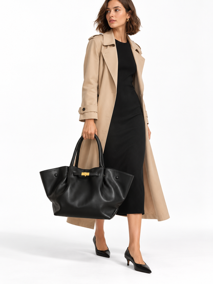 Colette Large – Borsa a Spalla in Pelle – colore Nero | Atelier Madreperla