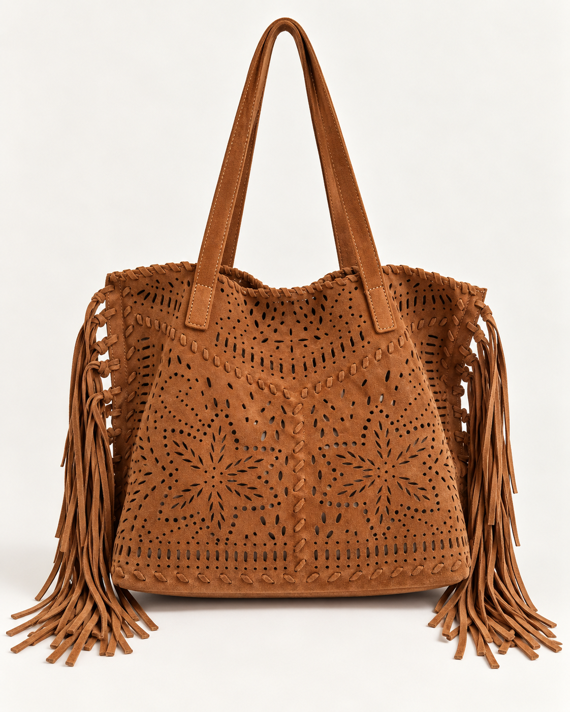 Sofia – Suede Fringe Tote – colore Marrone | Atelier Madreperla