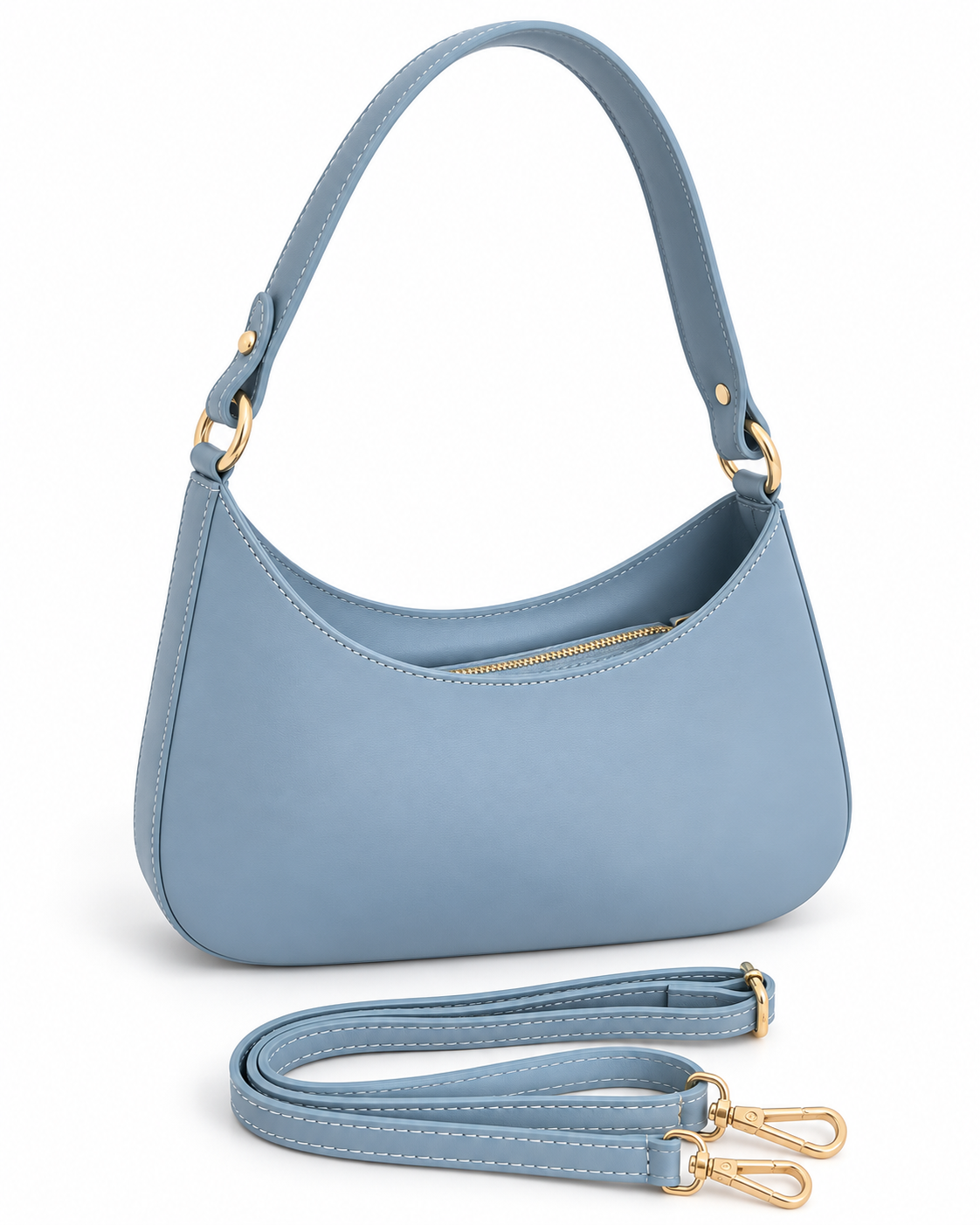 Bianca – Leather Shoulder Bag – colore Baby blue | Atelier Madreperla
