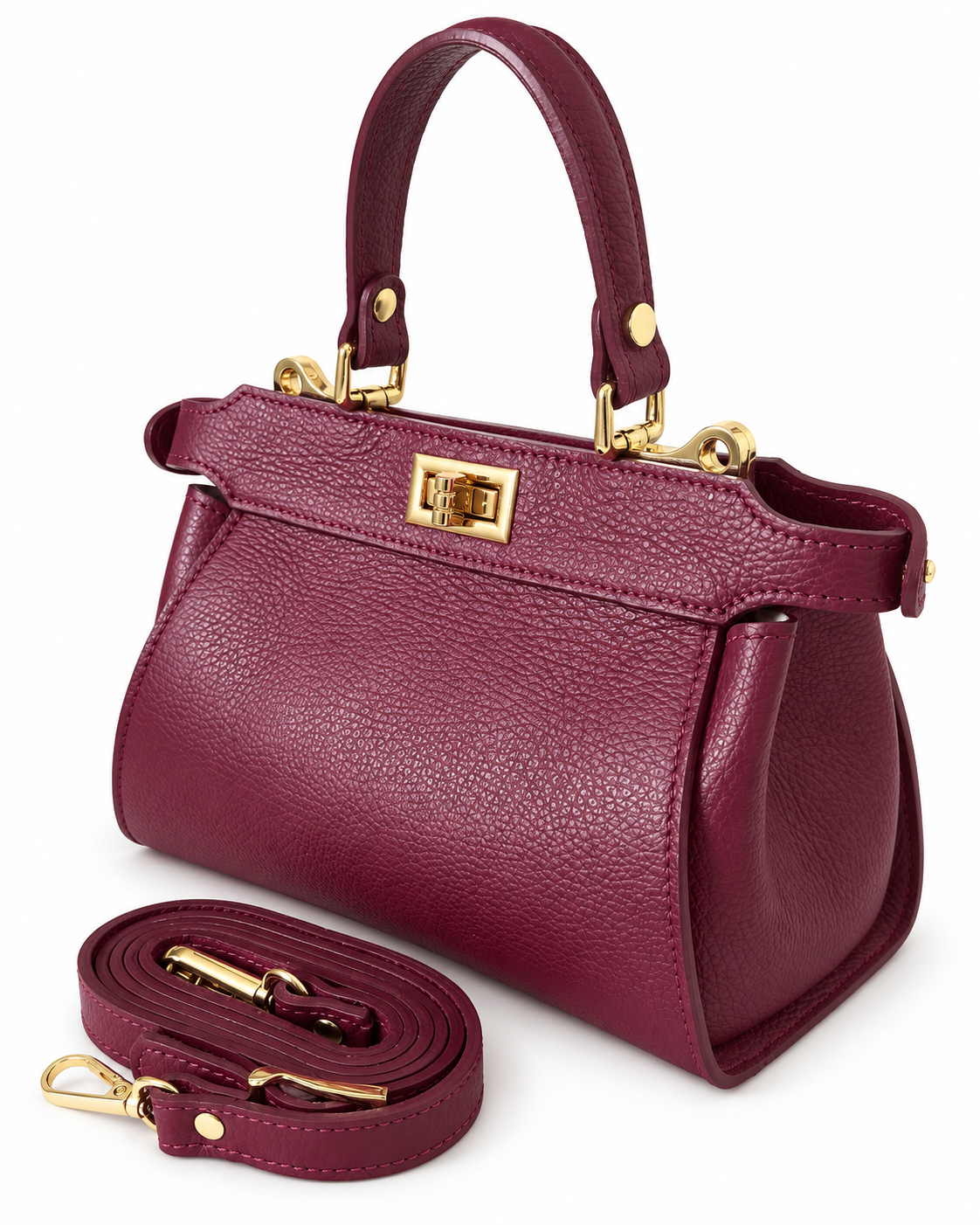 Elena – Leather Handbag – colore Burgundy | Atelier Madreperla