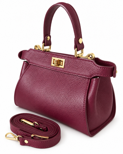 Elena – Leather Handbag – colore Burgundy | Atelier Madreperla