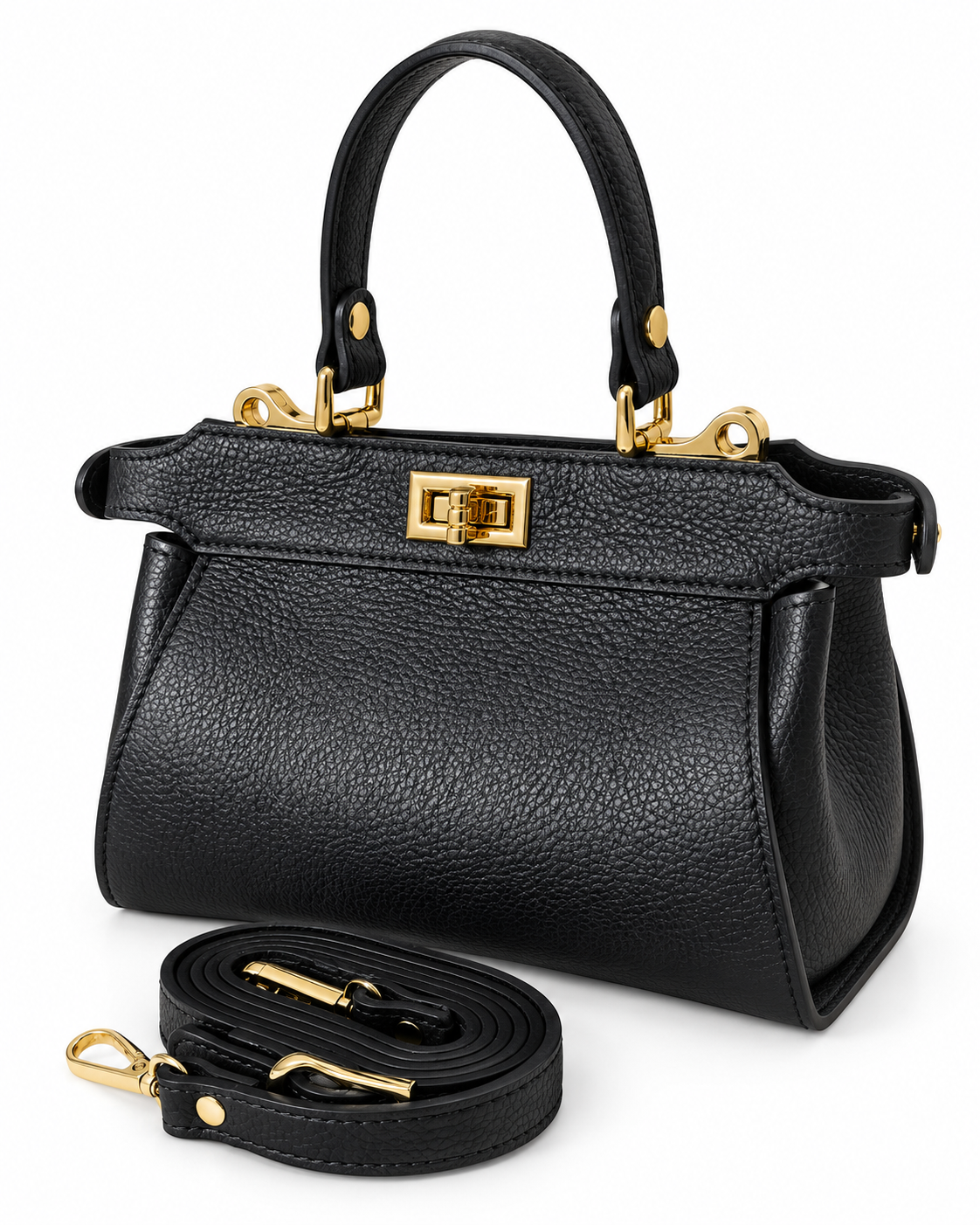 Elena – Leather Handbag – colore Nero | Atelier Madreperla