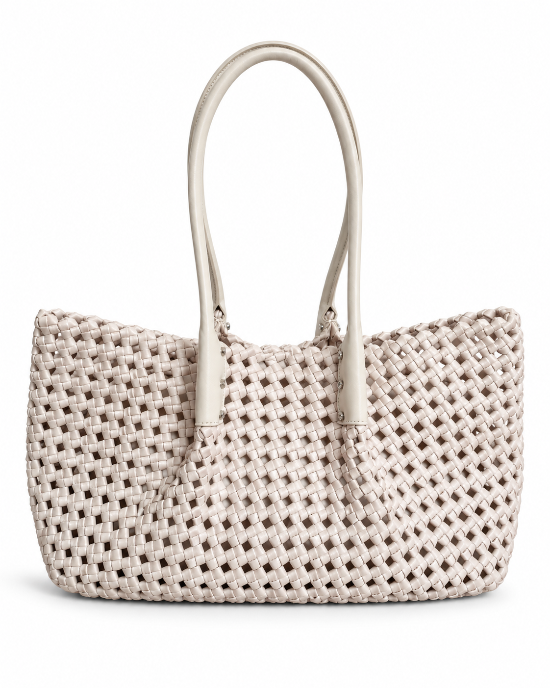 Camilla – Woven Leather Tote – colore Bianco | Atelier Madreperla