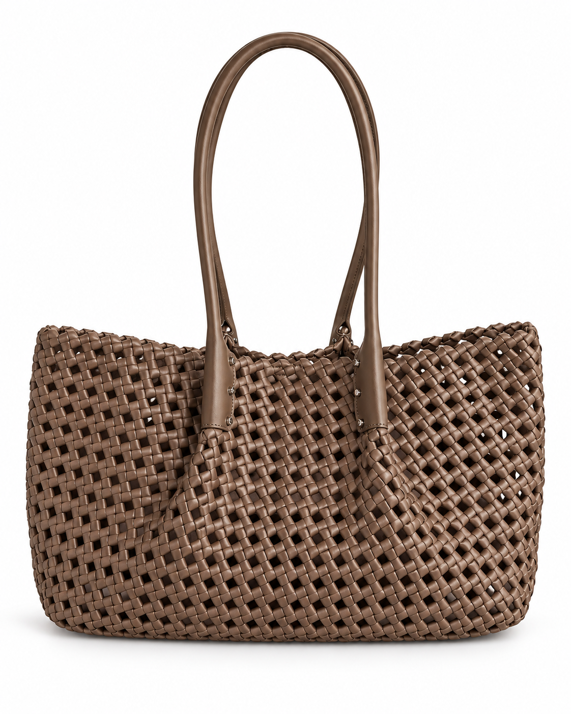 Camilla – Woven Leather Tote – colore Taupe | Atelier Madreperla