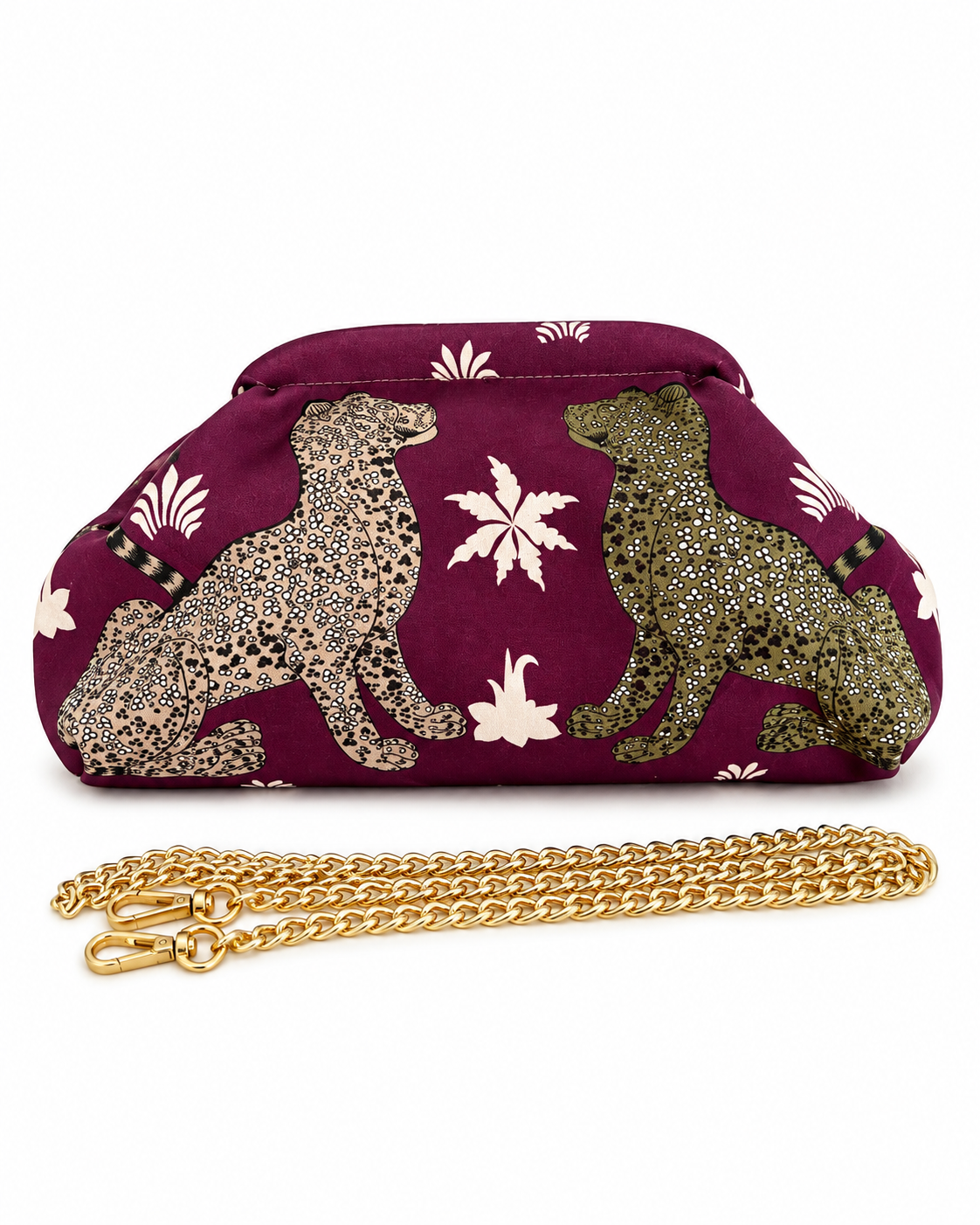 Pochette Iris in tessuto con tracolla a catena, colore burgundy – Atelier Madreperla