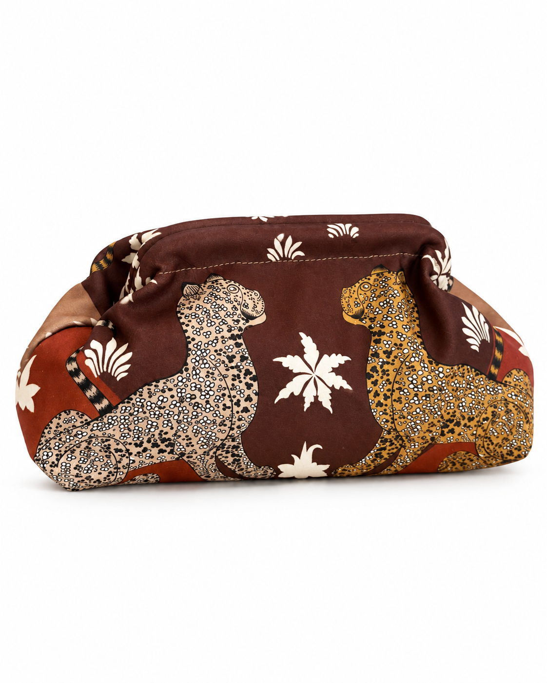 Pochette Iris in tessuto con tracolla a catena, colore ruggine – Atelier Madreperla