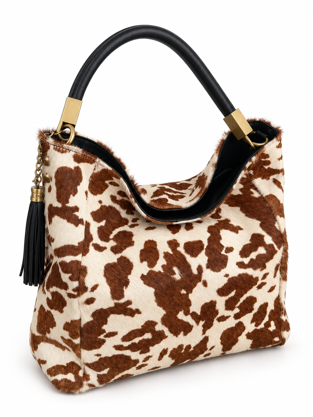 Siena — Borsa a spalla in pelle e cavallino – colore Giraffa | Atelier Madreperla