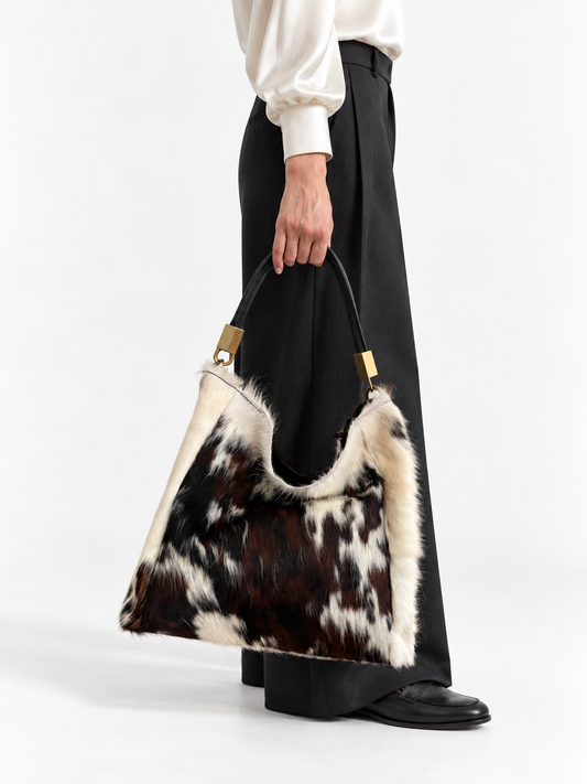 Borsa a spalla Siena in pelle e cavallino, Atelier Madreperla