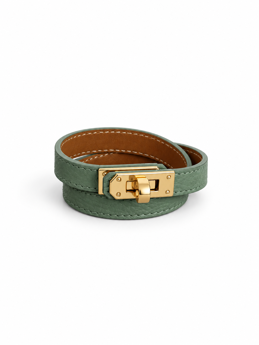 Bracciale Étoile – Vera Pelle – colore Salvia | Atelier Madreperla