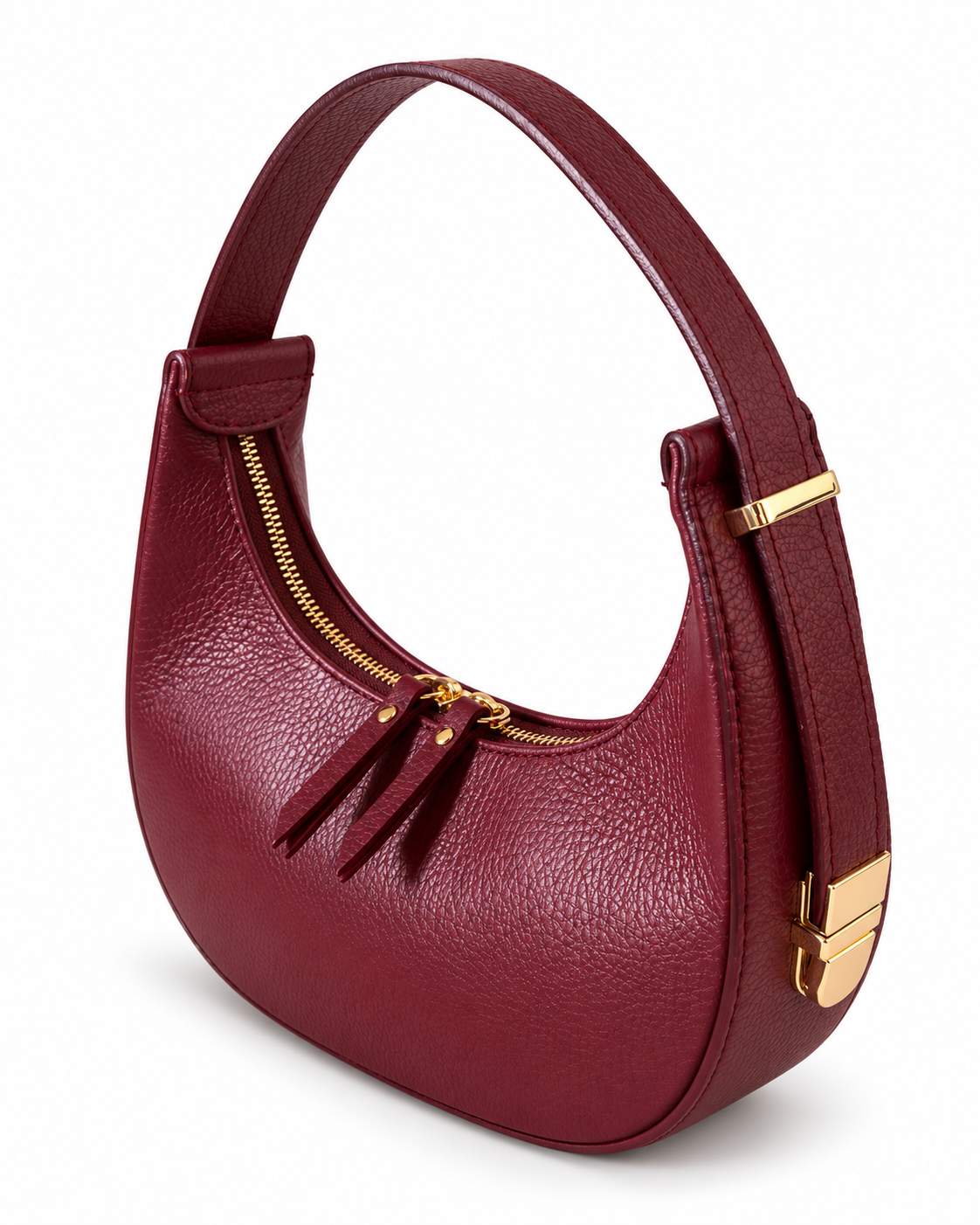 Irene – Mini Hobo in pelle Burgundy su sfondo bianco