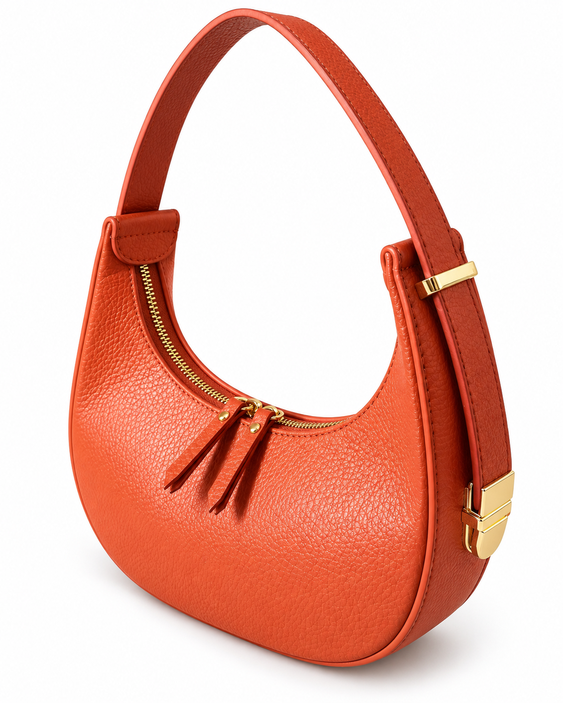 Irene – Mini Hobo Papaya in pelle dollarino su sfondo bianco