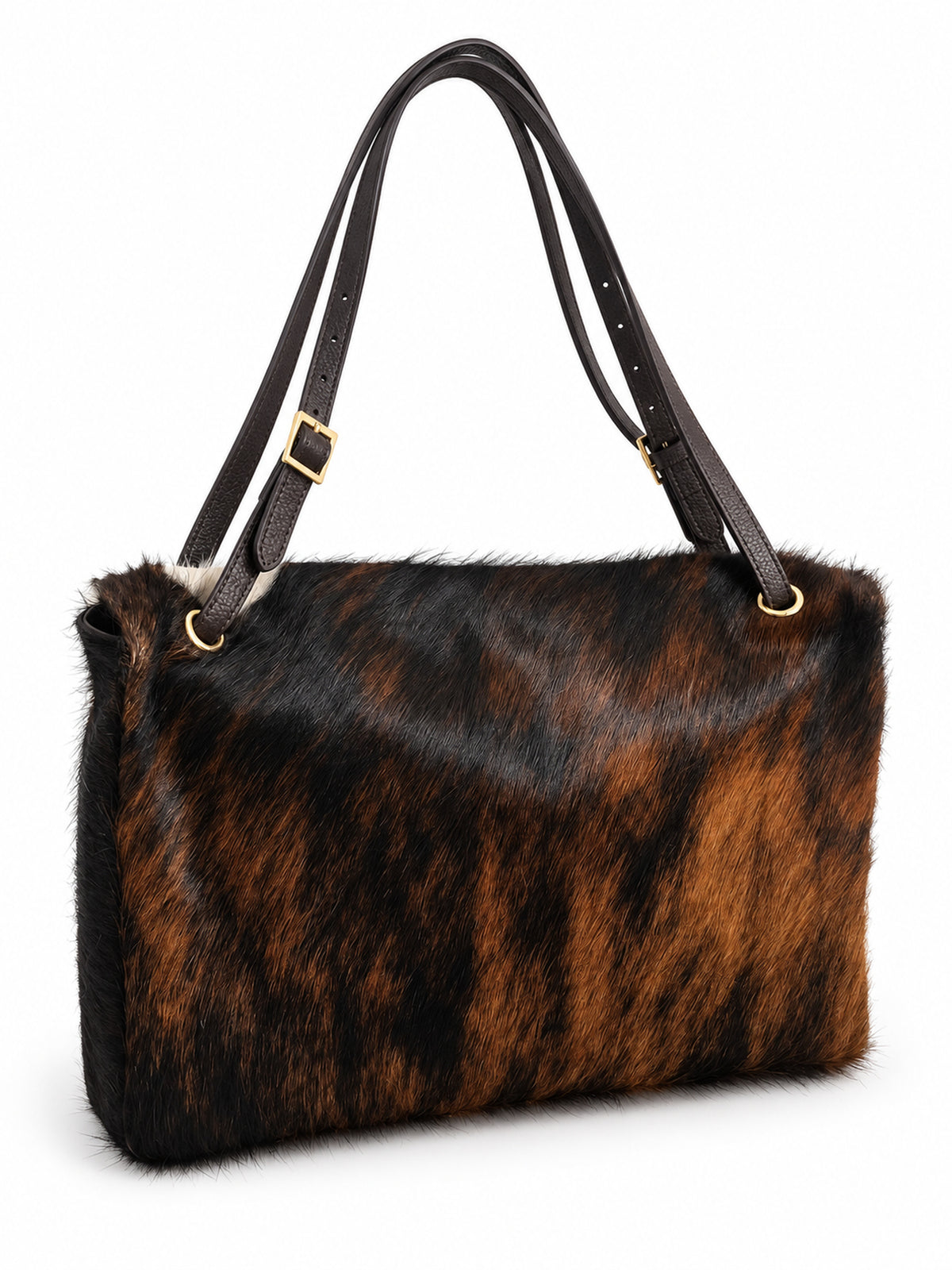 Mira — Retro della borsa a spalla in cavallino con manici in pelle